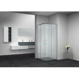 PLENUS - Box doccia 4mm satinato rombi, profili cromati, maniglie cromate, estensibile 69/79x69/79x190h