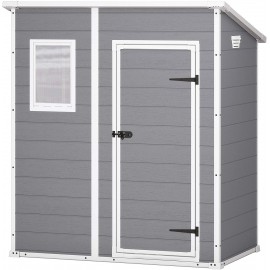 CASETTA ADDOSS. IN RESINA 1 PORTA, PAVIMENTO INCLUSO, 1 FINESTRA  183,5x111x200,5h GRIGIO