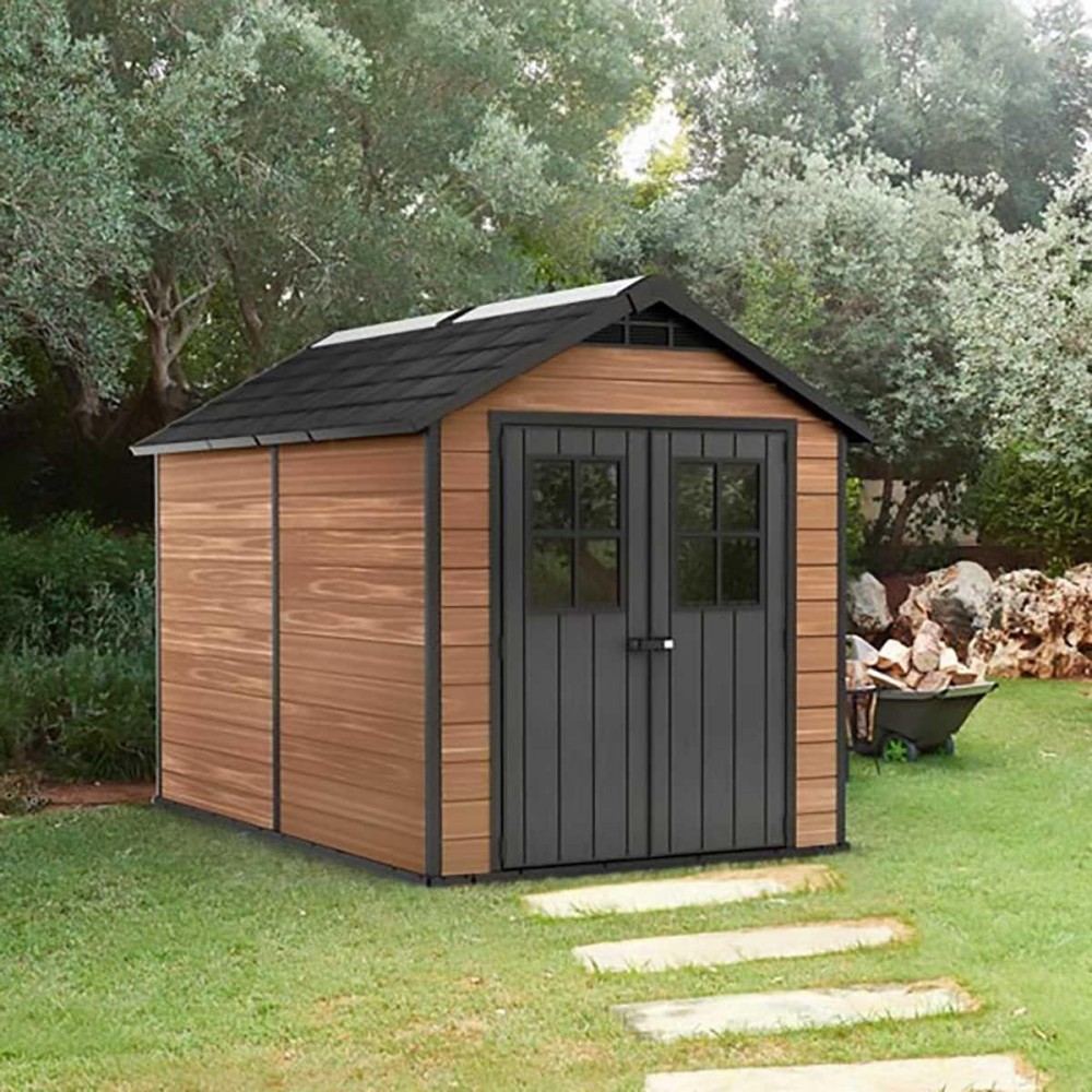 CASETTA MATERIALE COMPOSITO RESINA-LEGNO 2 PORTE, PAVIMENTO INCLUSO, CM. 228x223,5x252h
