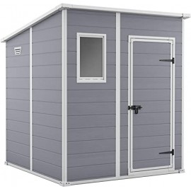 CASETTA ADDOSS. IN RESINA 1 PORTA, PAVIMENTO INCLUSO, 1 FINESTRA 183,5x185x200h - GRIGIO