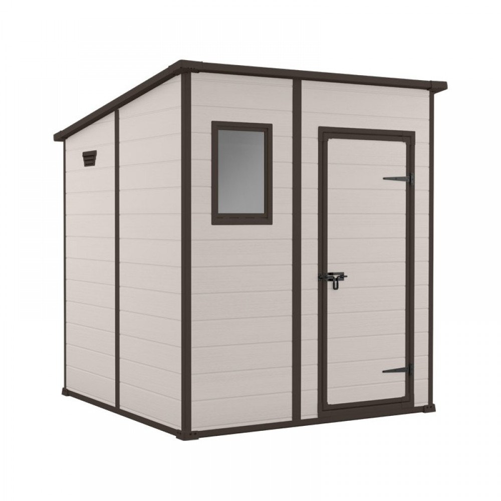 CASETTA ADDOSS. IN RESINA 1 PORTA, PAVIMENTO INCLUSO, 1 FINESTRA FRONTALE 183,5x185x200h -