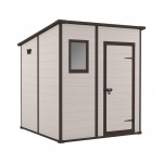 CASETTA ADDOSS. IN RESINA 1 PORTA, PAVIMENTO INCLUSO, 1 FINESTRA FRONTALE 183,5x185x200h -