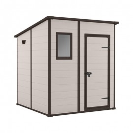 CASETTA ADDOSS. IN RESINA 1 PORTA, PAVIMENTO INCLUSO, 1 FINESTRA FRONTALE 183,5x185x200h -