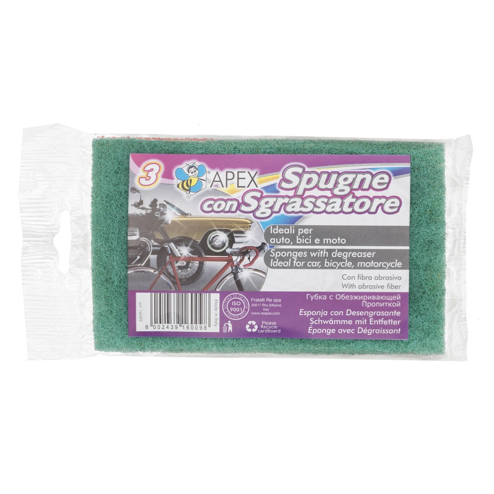 SET SPUGNE ABRASIVE CON SGRASSATORE 3 PEZZI
