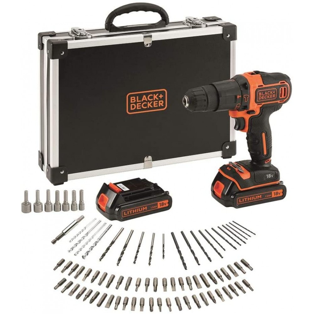 TRAPANO/AVVITATORE A PERCUSSIONE 18V LITIO IN VALIGETTA DIPLOMATICA CON 2 BATTERIE E 80 ACCESSORI