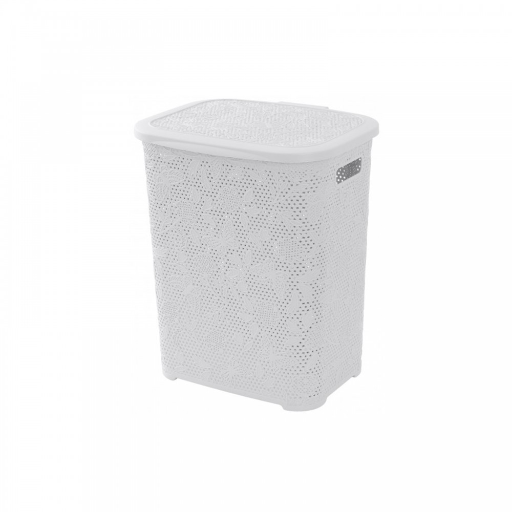 PORTABIANCHERIA PLASTICA FLOWER 50LT.BIANCO