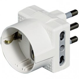 ADATTATORE TRIS BIANCO 1 SCHUKO+2 BIPASSO