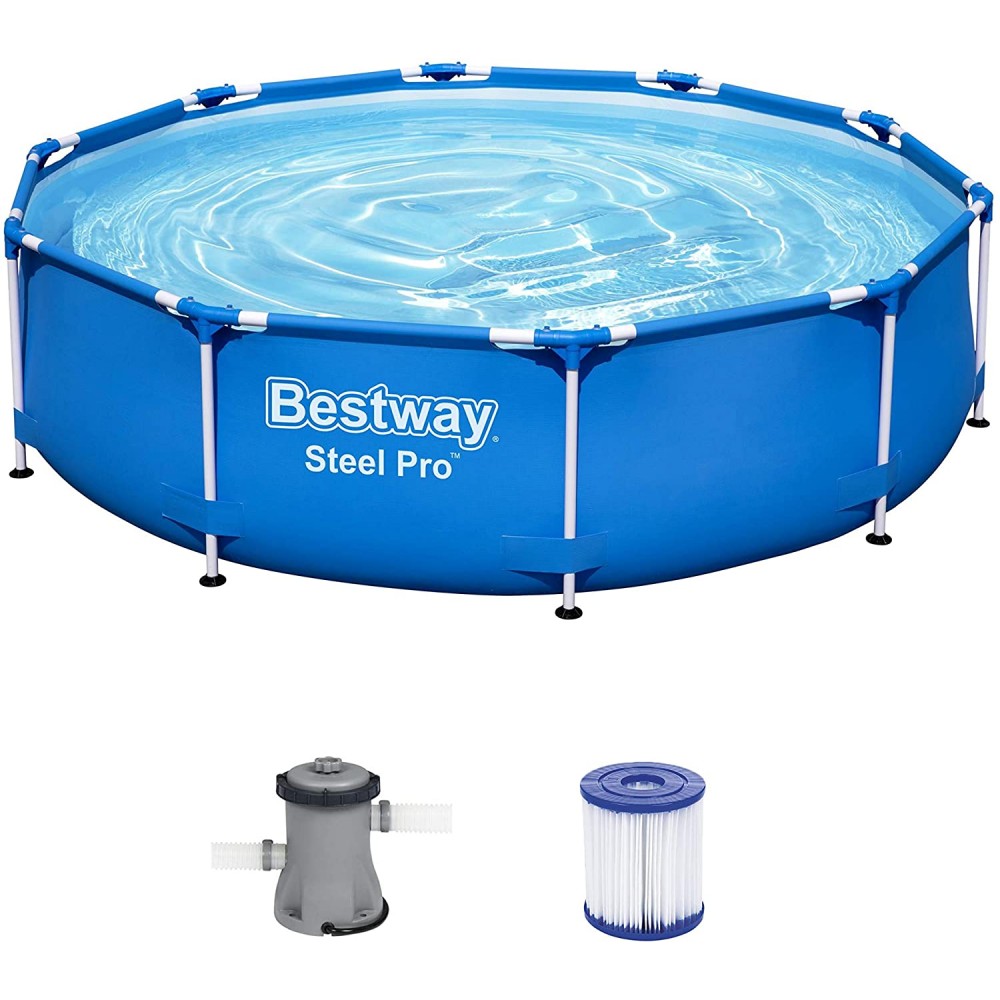 PISCINA ACCIAIO PRO D.305 X 76 CM CON POMPA E CARTUCCIA