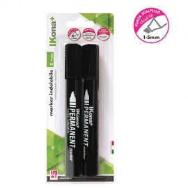 MARKER INDELEBILE PUNTA SCALPELLO - BLISTER 2 PZ. - NERO
