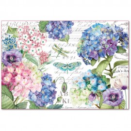 CARTA DECOUPAGE RISO HONTENSIAS AND DRAGONFLY 48 X 33   **FP**