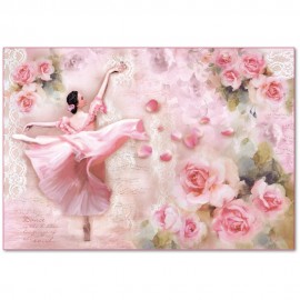 CARTA DECOUPAGE RISO DANCER WITH PETALS 48 X 33   **FP**