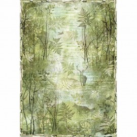 A3 RICE PAPER GREEN FOREST   **FP**