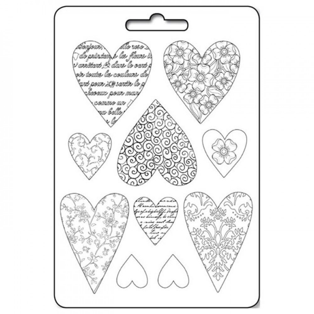STAMPO PVC MORBIDO F.TO A4 - CUORI CON TEXTURE
