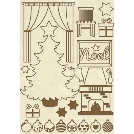WOODEN SHAPE FORMATO A5 - CHRISTMAS HOME   **FP**