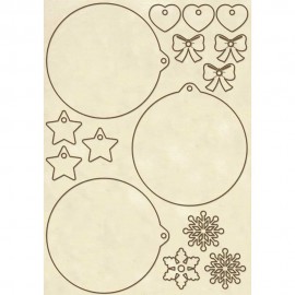 WOODEN SHAPE FORMATO A5 - PALLINE NATALE   **FP**