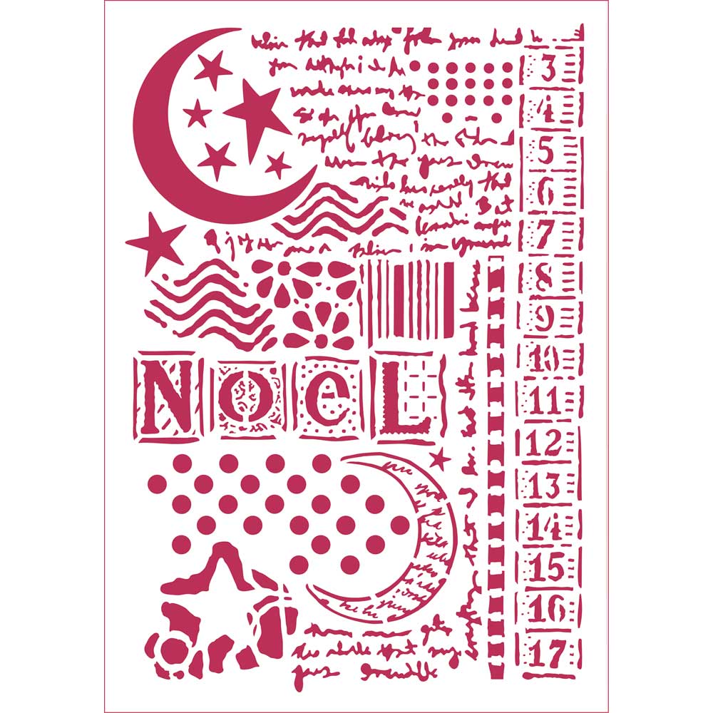 STENCIL D CM 21X29,7 MOON STAR AND WRITINGS   **FP**