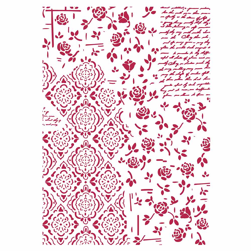 STENCIL G CM 21X29.7 ROSE E DECORAZIONI   **FP**