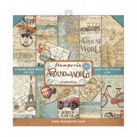 BLOCCO 10 FOGLI SCRAP AROUND THE WORLD