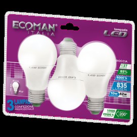 ECM LED GOCCIA 10W 3000K E27 BLISTER 3PZ