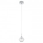 MONTEFIO 1 SOSP.1L X 5W LED MET.CROMO + VETRO TRASP.CRIST.