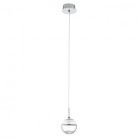 MONTEFIO 1 SOSP.1L X 5W LED MET.CROMO + VETRO TRASP.CRIST.