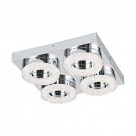 FRADELO - PLAFONIERA 28X28 4LED X 4W ACCIAIO,