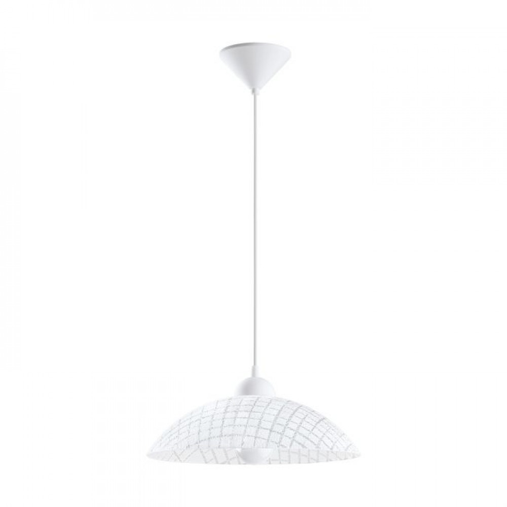 VETRO SOSPENSIONE DIAM.35CM 1X60W E27 PLASTICA BIA   **FP**