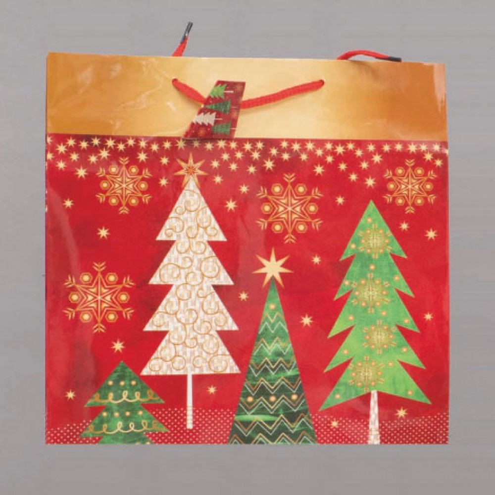 BUSTA REGALO CMM33X26 ORIZZONTALE ROSSA DEC. ALBERI STILIZZATI  BUSTA REGALO CMM33X26 ORIZZONTALE ROSSA DEC. ALBERI STILIZZATI