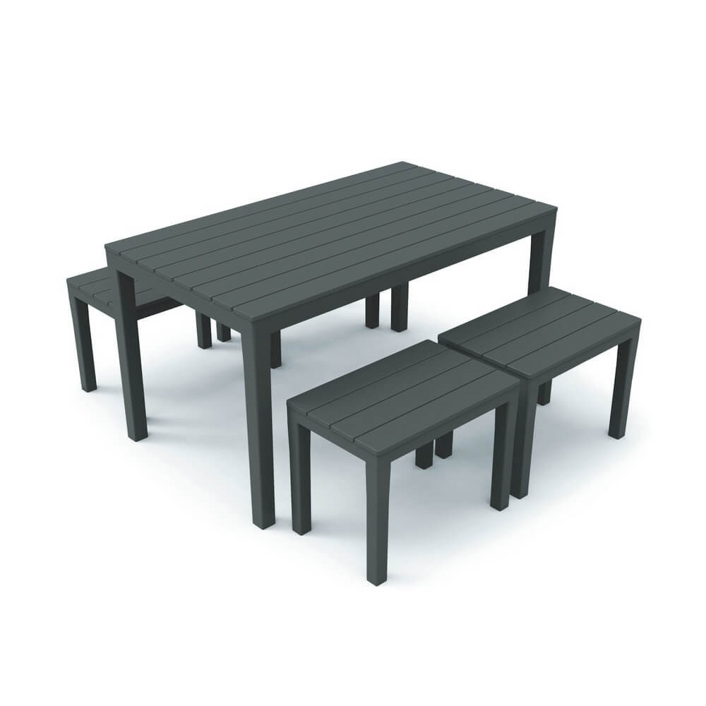 SET SAMOA ANTRACITE  TAVOLO + 4 PANCHE