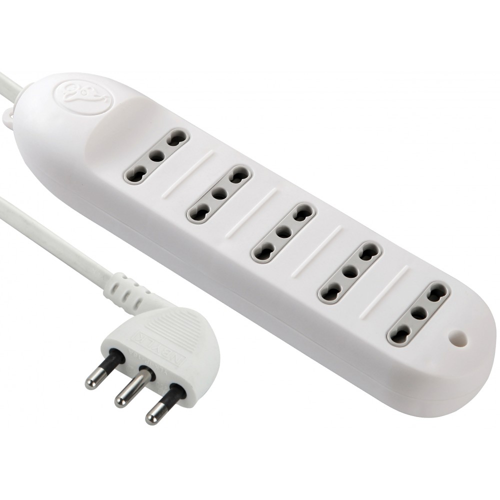 Multipresa bivalente 5 prese 10/16 A, cavo 1,5 mt bianco