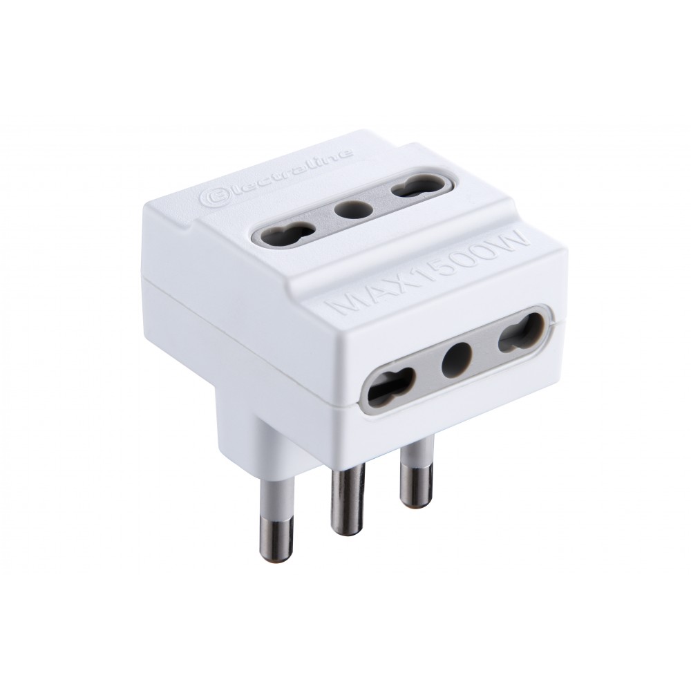 ADATTATORE TRIPLO OPACO 16A PRESE BIVALENTI BIANCO