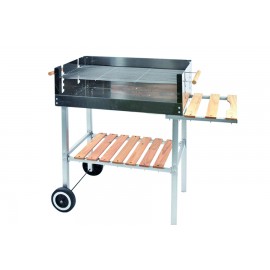 BBQ RETT.CON RIP.IN LEGNO 100X40X90CM GRIGLIA ACCIAIO CROMATO 48X26CM ALTEZZA PIANO COTTURA 68.5-80CM