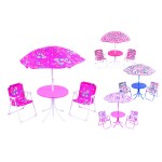 SET TAV+OMBR.+2 SEDIE BIMBO 4COL. COVERI SEDIE  37X25X26/52CM  TUB.DIA.13MM  -  TAVOLO D.50  H.48CM  TUB.DIA.19MM - OMBRELLONE D.100