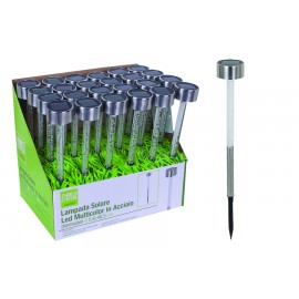LAMPADA SOLARE CILINDRO MULTICOLOR 230 56*56*405MM  - 1PCS COLORFUL LED 1PCS 1.2V AAA NI-MH 300MAH RECHARGEABLE BATT.