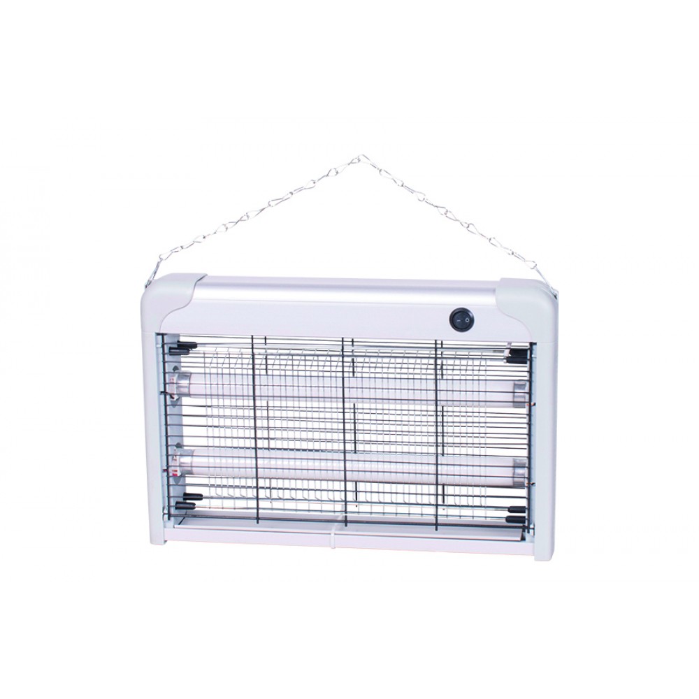 MOSCA KILLER ALLUMINIO 20W 220V 39X6X26CM CAVO 1MT PRESA A 2 POLI - 2 TUBI UV DA 10W