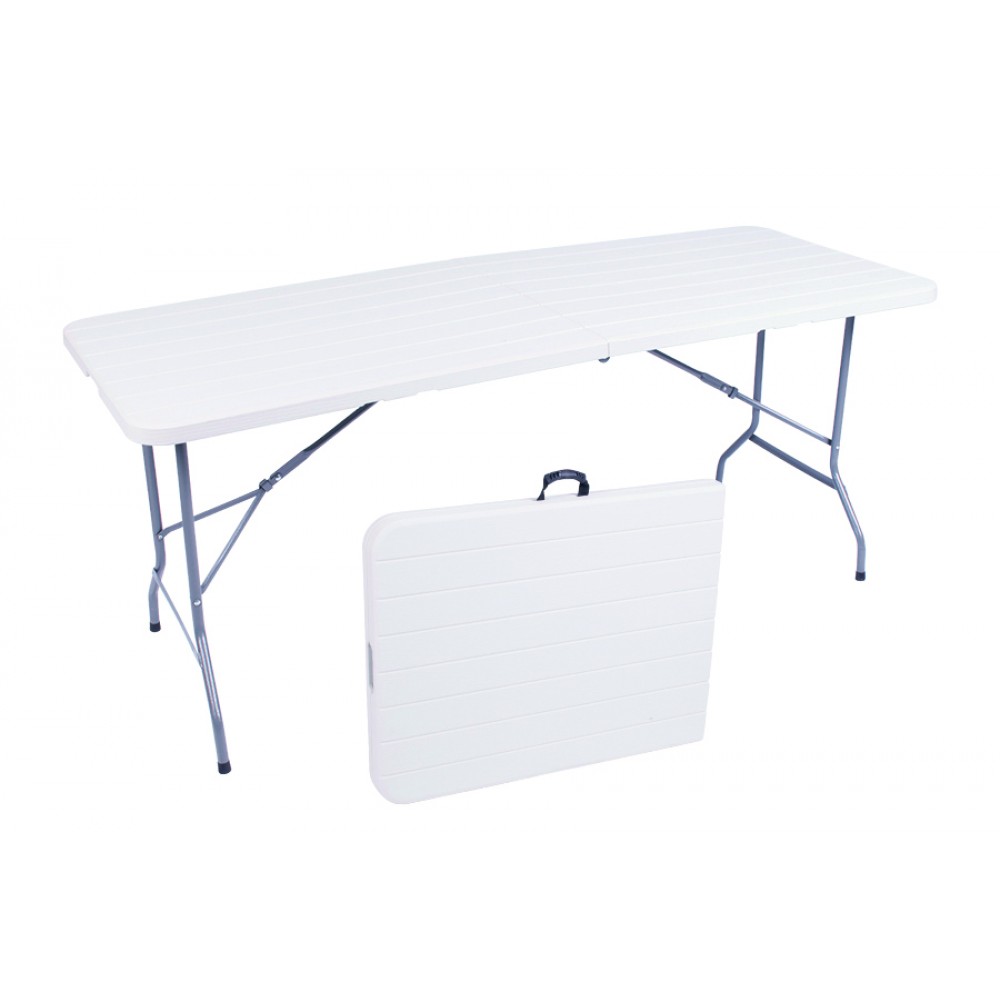 TAVOLO EFF.LEGNO PIEGHEVOLE 180X70X74CM BIANC STRUT. METALLO D.22X1MM - PANNELLO HDPE 3.5CM