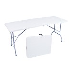 TAVOLO EFF.LEGNO PIEGHEVOLE 180X70X74CM BIANC STRUT. METALLO D.22X1MM - PANNELLO HDPE 3.5CM