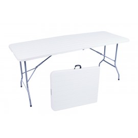 TAVOLO EFF.LEGNO PIEGHEVOLE 180X70X74CM BIANC STRUT. METALLO D.22X1MM - PANNELLO HDPE 3.5CM