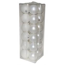 BOX 24 SFERE 6CM PERLATO/GLITTER BIANCO BOX 24 SFERE 6CM PERLATO/GLITTER BIANCO