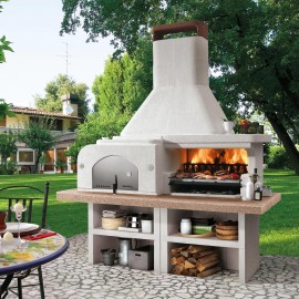 BARBECUE GARGANO3 CON FORNO E PIANO GRIGIO 204X95X267 CM  1920 KG