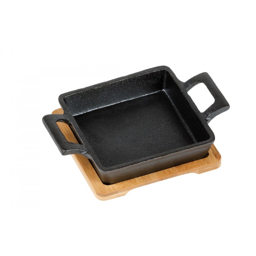 Pirofila in ghisa con base in bamboo